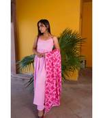 pink cotton stitched   kurta  &   dupatta  &   bottom
