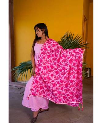 pink cotton stitched   kurta  &   dupatta  &   bottom 2