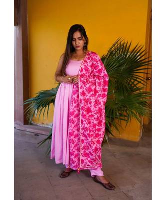 pink cotton stitched   kurta  &   dupatta  &   bottom 3