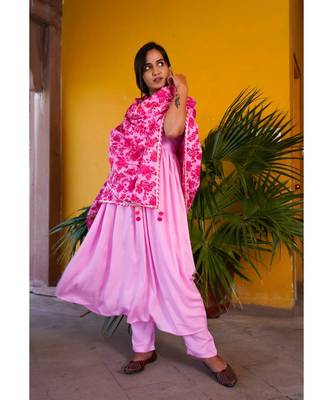 pink cotton stitched   kurta  &   dupatta  &   bottom 5