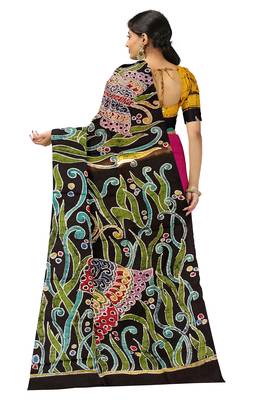 hand batik mulberry silk mark saree and blouse piece with silk mark 3