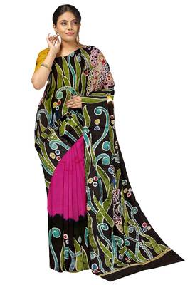 hand batik mulberry silk mark saree and blouse piece with silk mark 4