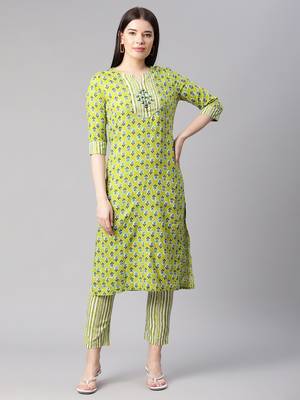 Green printed viscose ethnic-kurtis 1