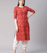 Red printed cotton cotton-kurtis