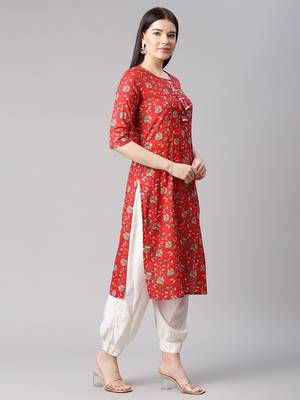 Red printed cotton cotton-kurtis 4