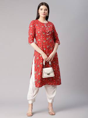 Red printed cotton cotton-kurtis 5