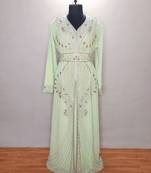 Light Green Georgette Zari Work Kaftan