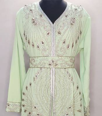 Light Green Georgette Zari Work Kaftan 2
