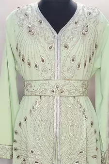 Light Green Georgette Zari Work Kaftan