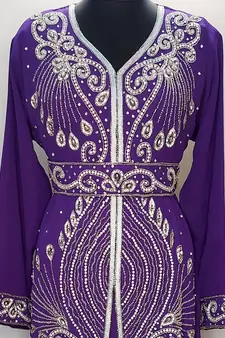 purple Moroccan Kaftan With Sun-proof hijab