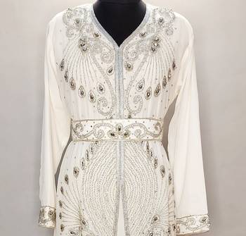 White Georgette Zari Work Kaftan 2