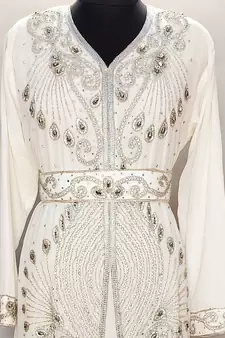 White Georgette Zari Work Kaftan