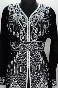 Black Moroccan Kaftan With Sun-proof hijab