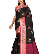 Black woven cotton saree with blouse