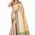 Beige woven cotton saree with blouse
