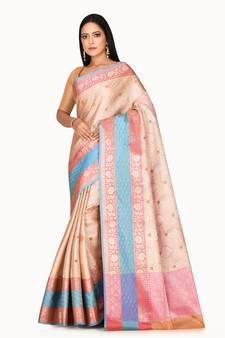 Multicolor woven cotton saree with blouse