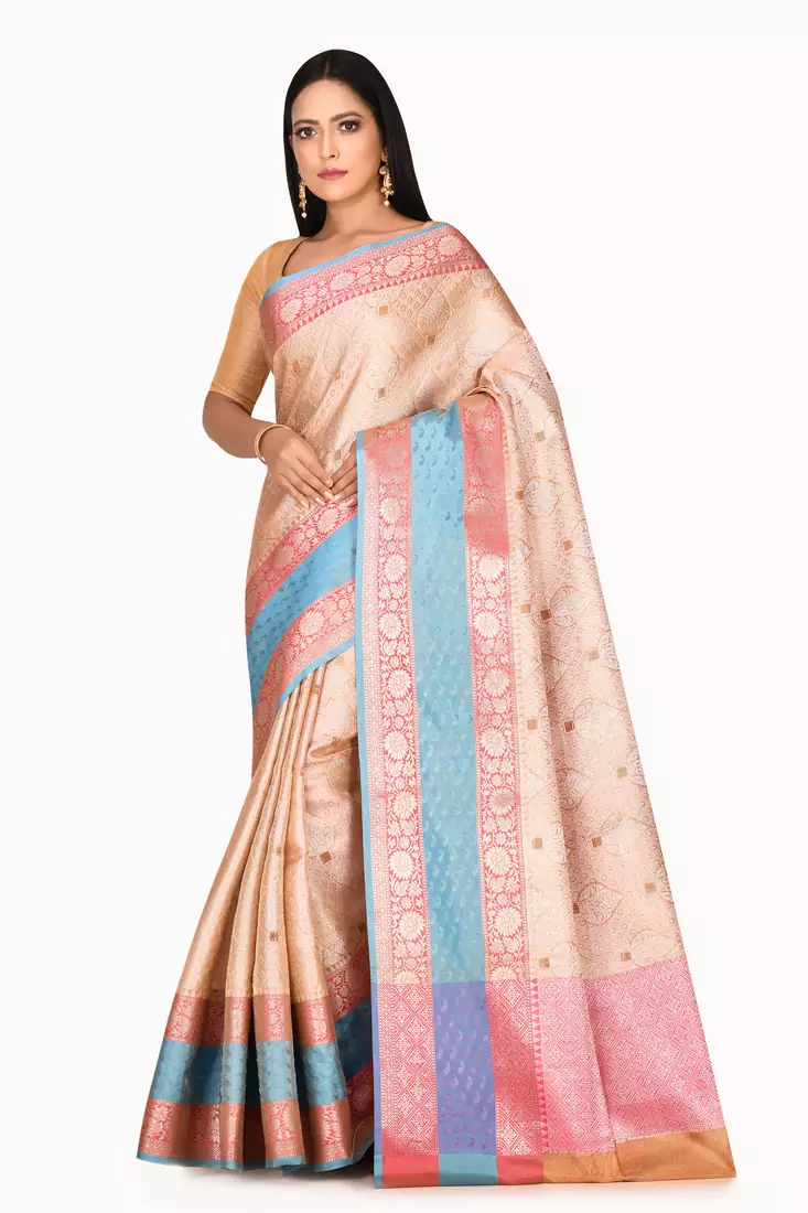Multicolor woven cotton saree with blouse