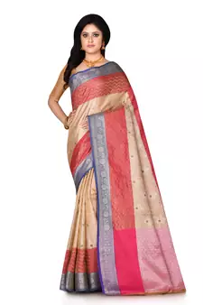 Multicolor woven cotton saree with blouse