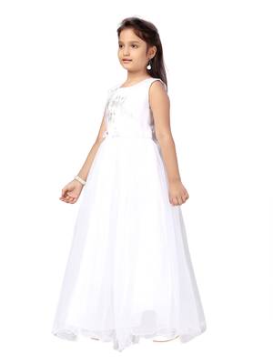White embroidered net kids-girl-gowns 3