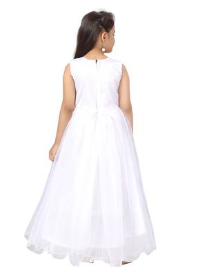 White embroidered net kids-girl-gowns 4