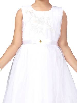White embroidered net kids-girl-gowns 5