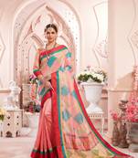 pink manipuri silk printed   saree with   blouse