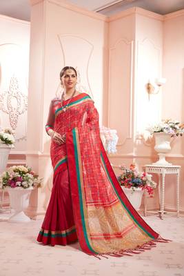 Pink manipuri silk printed   saree with   blouse 1