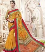 mustard manipuri silk printed   saree with   blouse