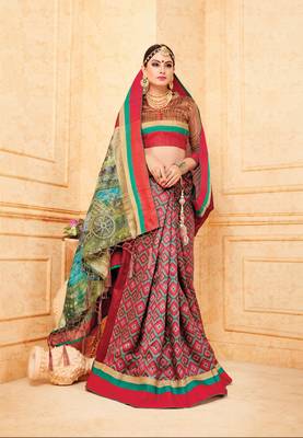 maroon manipuri silk printed   saree with   blouse 1