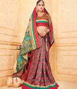 maroon manipuri silk printed   saree with   blouse