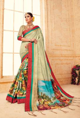 slate grey manipuri silk printed   saree with   blouse 1