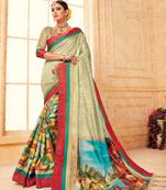 slate grey manipuri silk printed   saree with   blouse