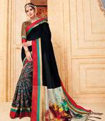 black manipuri silk printed   saree with   blouse