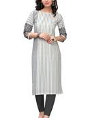 White embroidered cotton cotton-kurtis