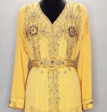 Yellow Moroccan Kaftan	With Sun-proof hijab 2