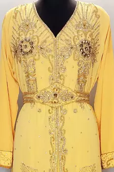 Yellow Moroccan Kaftan	With Sun-proof hijab