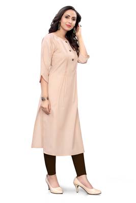 Peach plain cotton cotton-kurtis 3