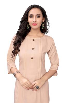 Peach plain cotton cotton-kurtis 5