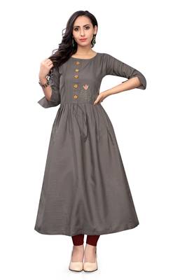 Grey embroidered cotton cotton-kurtis 1