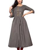 Grey embroidered cotton cotton-kurtis
