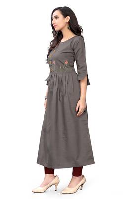 Grey embroidered cotton cotton-kurtis 4