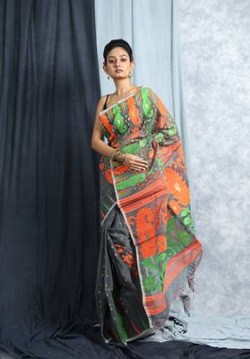 Grey And Multicolored Weaved Jmadani   3