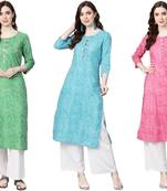 Multicolor printed cotton combo-kurtis