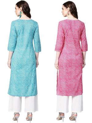 Blue printed cotton combo-kurtis 2