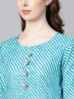 Blue printed cotton combo-kurtis 5