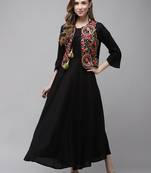 Black plain viscose rayon maxi-dresses