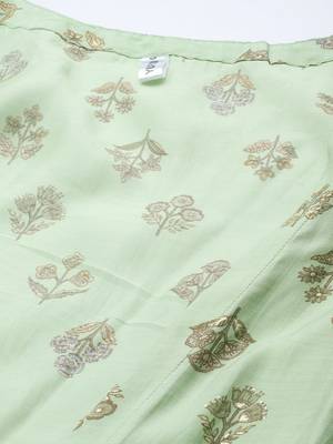 Sea-green printed silk blend maxi-dresses 5
