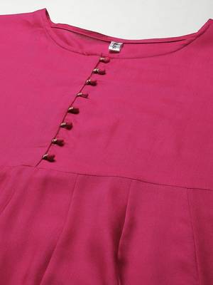 Pink printed viscose rayon maxi-dresses 4