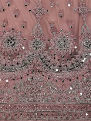 Lavender embroidered net semi stitched lehenga 4