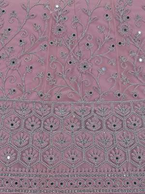 Lavender embroidered net semi stitched lehenga 4